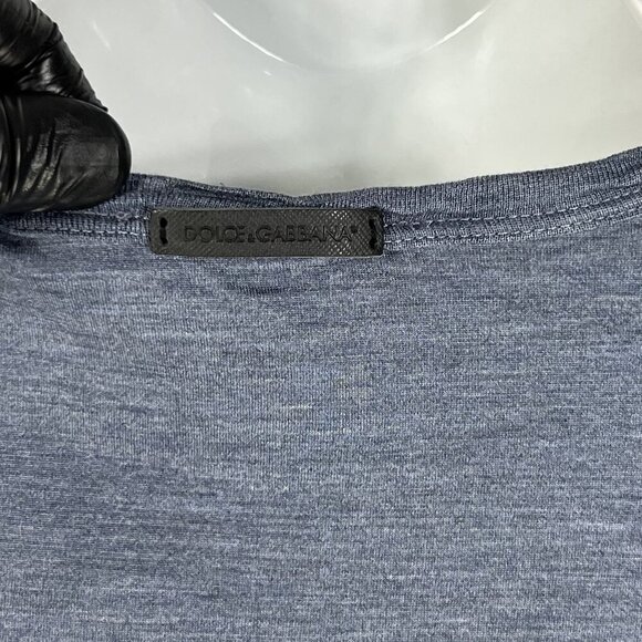 Dolce & Gabbana Men 50 L Black Rose T-Shirt Made In Italy 100% Silk Leather Logo - Picture 8 of 13